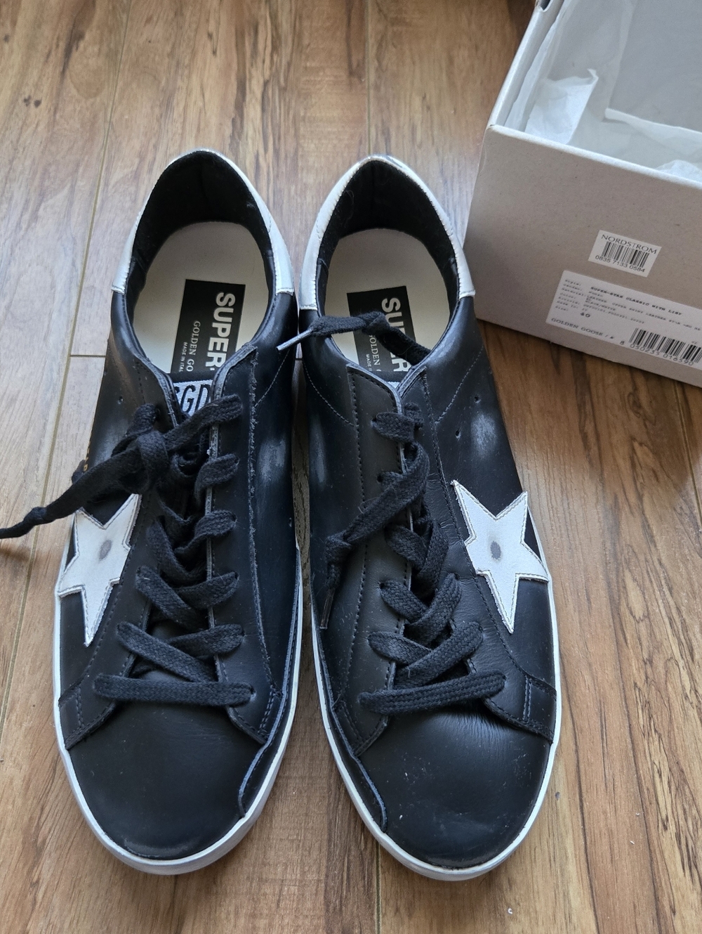 Golden Goose Super Star Black Star Lace-Up Womens Sneakers New 40, 9.5